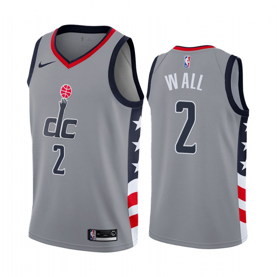 Men Washington Wizards #2 john wall gray city edition 2020 nba jersey